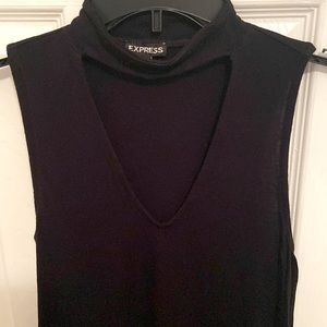 Express mock neck deep-V tank